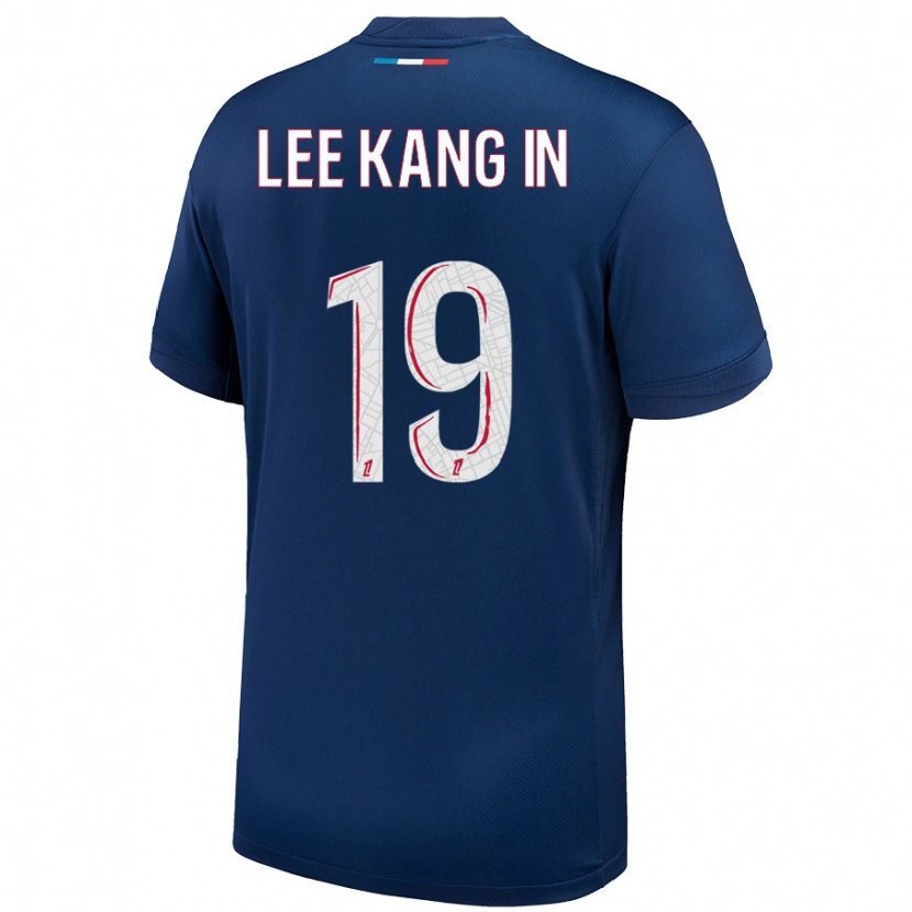 Danxen Kinderen Kang-In Lee #19 Marineblauw Wit Thuisshirt Thuistenue 2024/25 T-Shirt