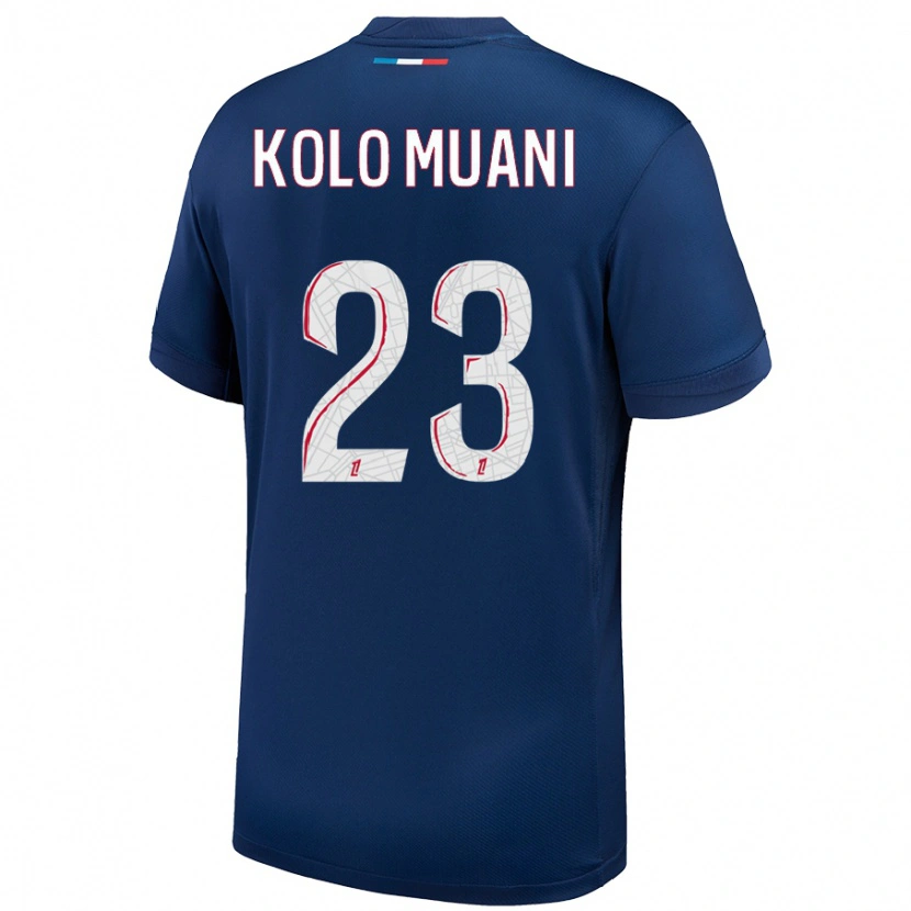 Danxen Kinderen Randal Kolo Muani #23 Marineblauw Wit Thuisshirt Thuistenue 2024/25 T-Shirt