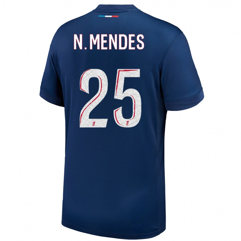 Danxen Kinderen Nuno Mendes #25 Marineblauw Wit Thuisshirt Thuistenue 2024/25 T-Shirt