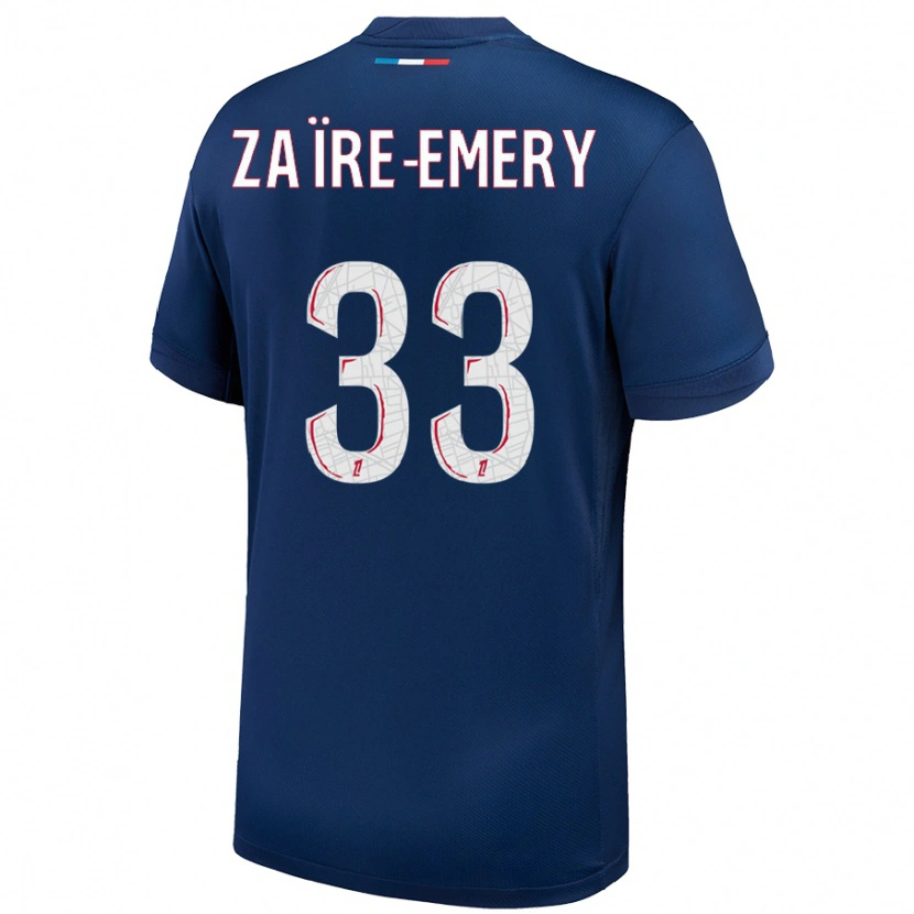 Danxen Kinderen Warren Zaïre-Emery #33 Marineblauw Wit Thuisshirt Thuistenue 2024/25 T-Shirt