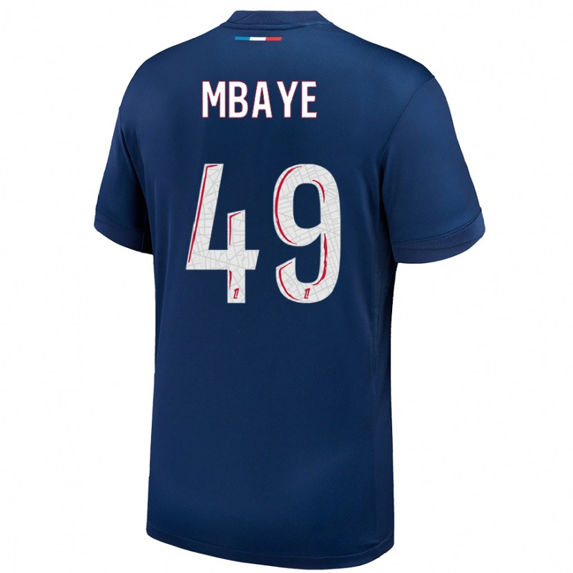 Danxen Kinderen Ibrahim Mbaye #49 Marineblauw Wit Thuisshirt Thuistenue 2024/25 T-Shirt