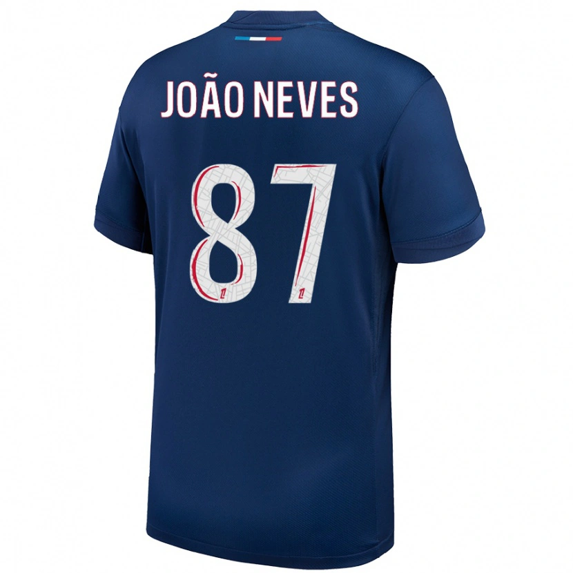 Danxen Kinderen João Neves #87 Marineblauw Wit Thuisshirt Thuistenue 2024/25 T-Shirt