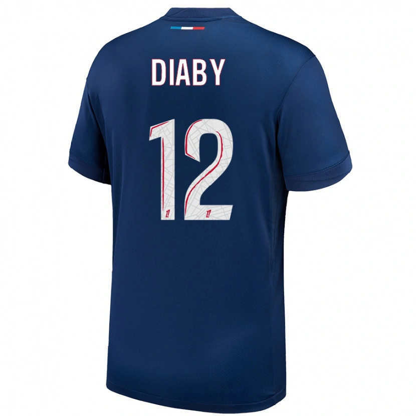 Danxen Kinderen Ibrahima Diaby #12 Marineblauw Wit Thuisshirt Thuistenue 2024/25 T-Shirt