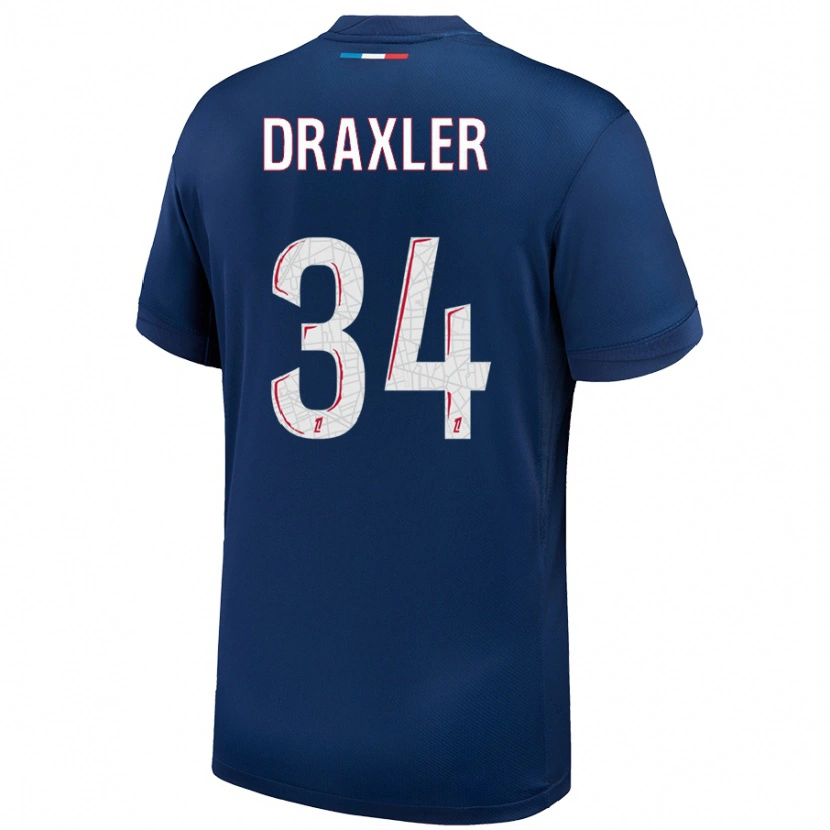 Danxen Kinderen Julian Draxler #34 Marineblauw Wit Thuisshirt Thuistenue 2024/25 T-Shirt