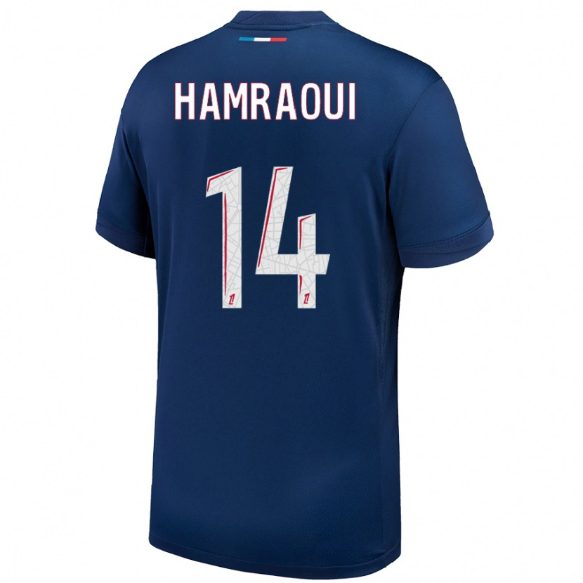 Danxen Kinderen Kheira Hamraoui #14 Marineblauw Wit Thuisshirt Thuistenue 2024/25 T-Shirt