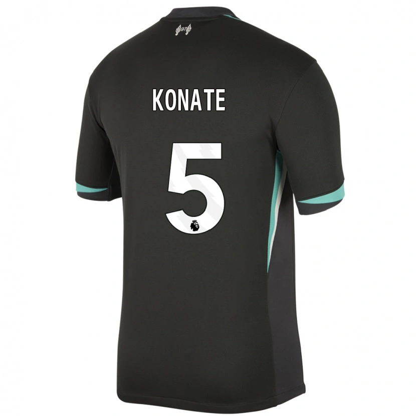 Danxen Kinderen Ibrahima Konaté #5 Zwart Antraciet Wit Uitshirt Uittenue 2024/25 T-Shirt