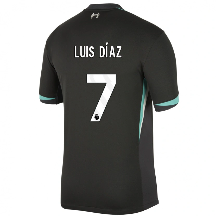 Danxen Kinderen Luis Díaz #7 Zwart Antraciet Wit Uitshirt Uittenue 2024/25 T-Shirt