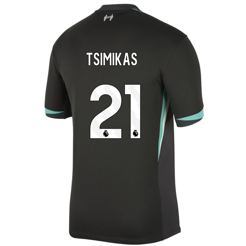 Danxen Kinderen Konstantinos Tsimikas #21 Zwart Antraciet Wit Uitshirt Uittenue 2024/25 T-Shirt