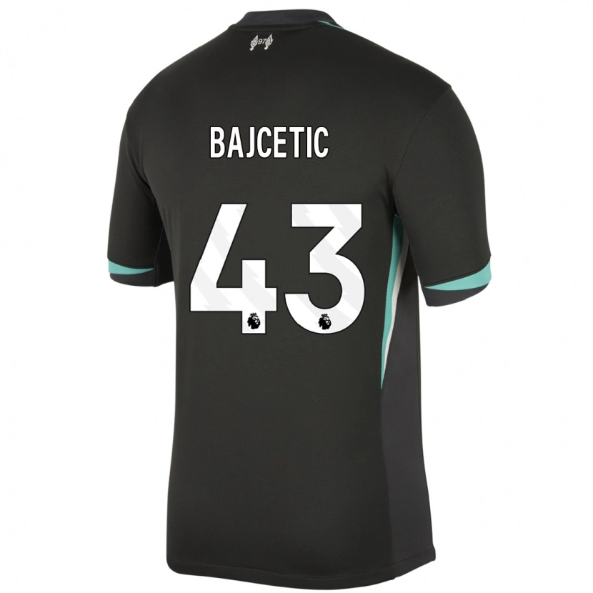 Danxen Kinderen Stefan Bajcetic #43 Zwart Antraciet Wit Uitshirt Uittenue 2024/25 T-Shirt