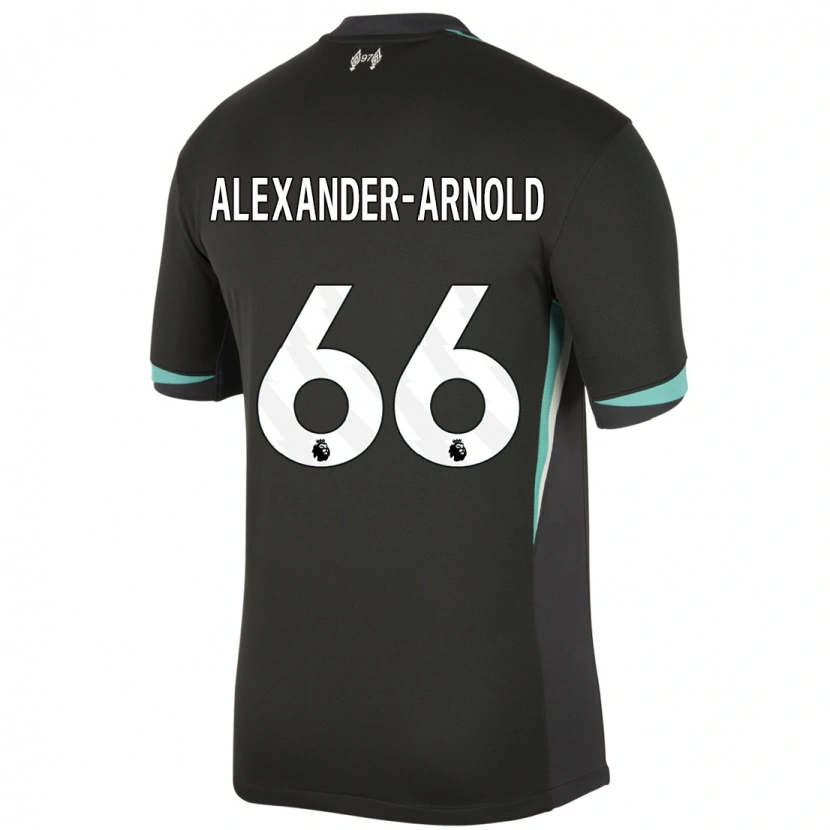 Danxen Kinderen Trent Alexander-Arnold #66 Zwart Antraciet Wit Uitshirt Uittenue 2024/25 T-Shirt