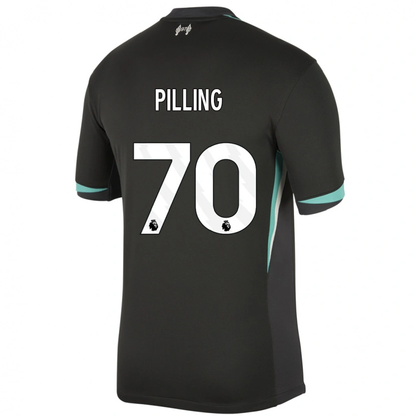 Danxen Kinderen Tommy Pilling #70 Zwart Antraciet Wit Uitshirt Uittenue 2024/25 T-Shirt