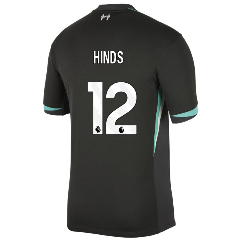 Danxen Kinderen Taylor Hinds #12 Zwart Antraciet Wit Uitshirt Uittenue 2024/25 T-Shirt