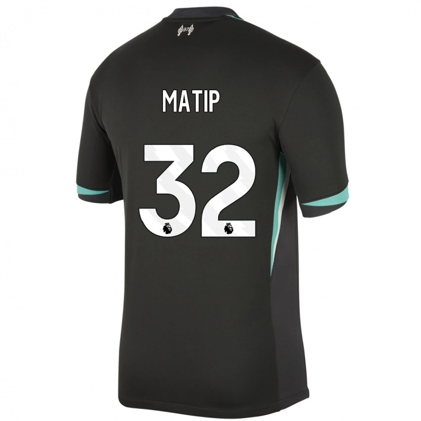 Danxen Kinderen Joel Matip #32 Zwart Antraciet Wit Uitshirt Uittenue 2024/25 T-Shirt