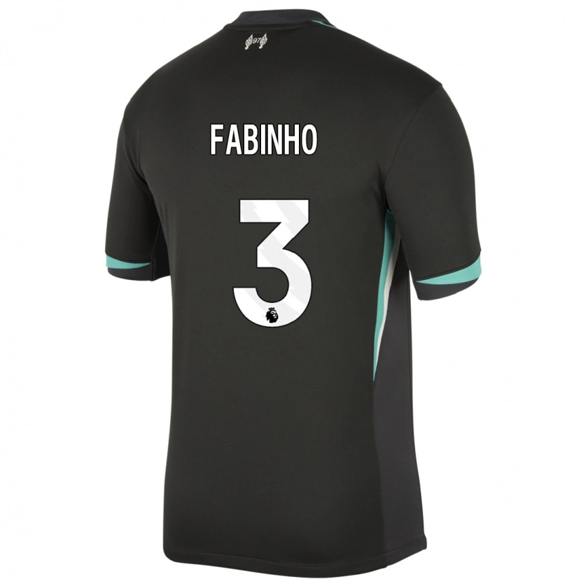 Danxen Kinderen Fabinho #3 Zwart Antraciet Wit Uitshirt Uittenue 2024/25 T-Shirt