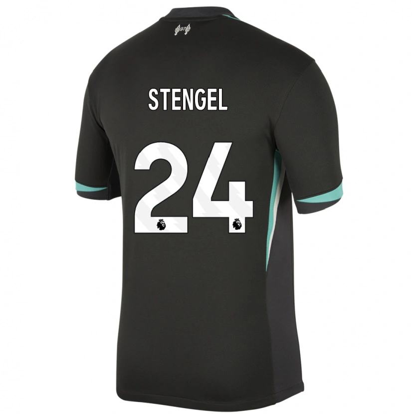 Danxen Kinderen Katie Stengel #24 Zwart Antraciet Wit Uitshirt Uittenue 2024/25 T-Shirt