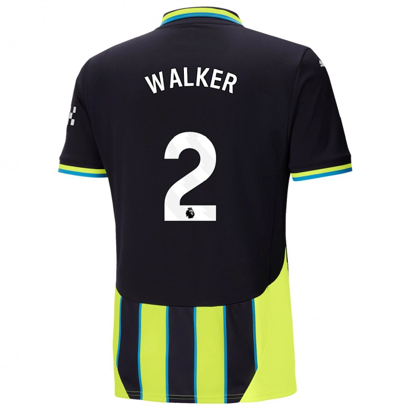 Danxen Kinderen Kyle Walker #2 Blauw Geel Uitshirt Uittenue 2024/25 T-Shirt