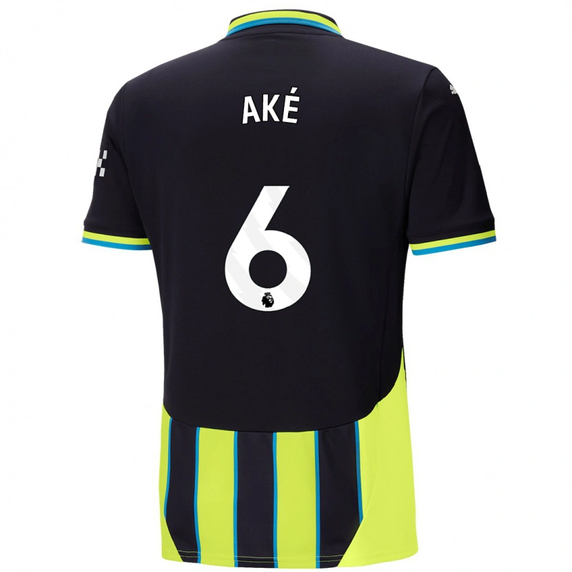 Danxen Kinderen Nathan Aké #6 Blauw Geel Uitshirt Uittenue 2024/25 T-Shirt