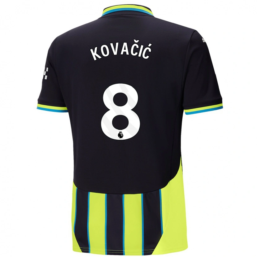 Danxen Kinderen Mateo Kovacic #8 Blauw Geel Uitshirt Uittenue 2024/25 T-Shirt