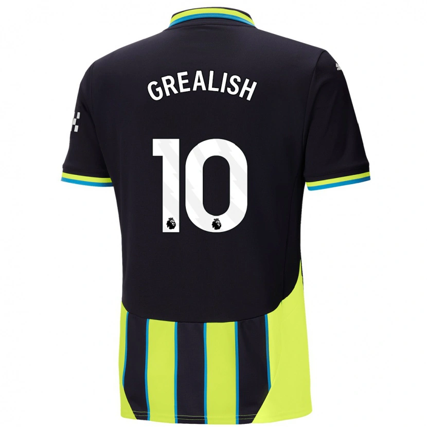 Danxen Kinderen Jack Grealish #10 Blauw Geel Uitshirt Uittenue 2024/25 T-Shirt