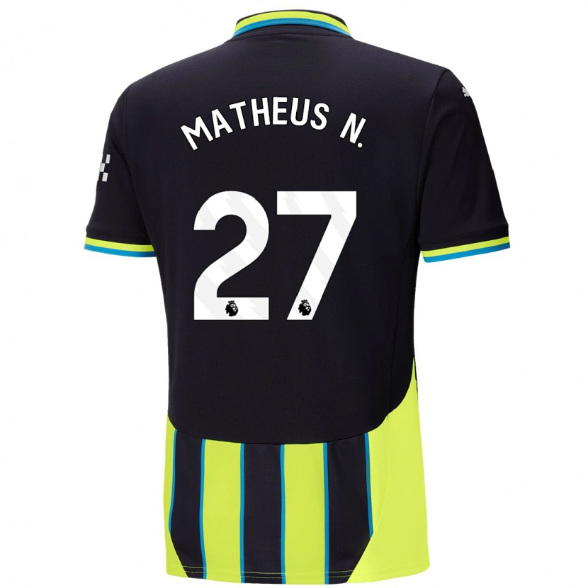 Danxen Kinderen Matheus Nunes #27 Blauw Geel Uitshirt Uittenue 2024/25 T-Shirt