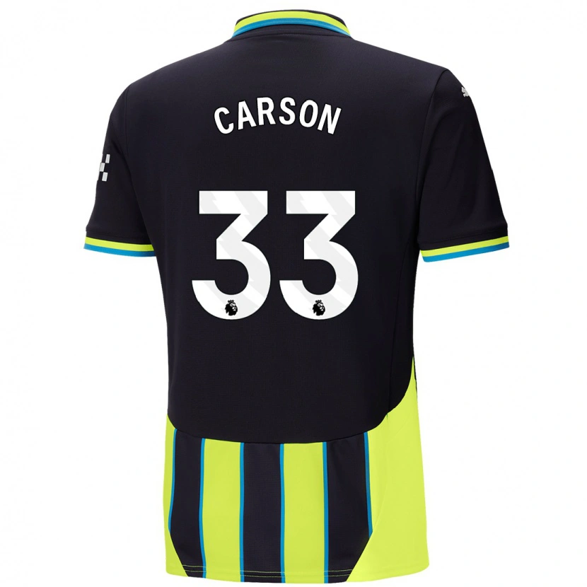 Danxen Kinderen Scott Carson #33 Blauw Geel Uitshirt Uittenue 2024/25 T-Shirt