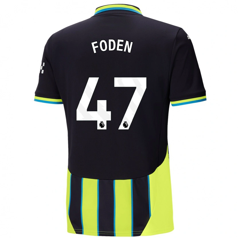 Danxen Kinderen Phil Foden #47 Blauw Geel Uitshirt Uittenue 2024/25 T-Shirt