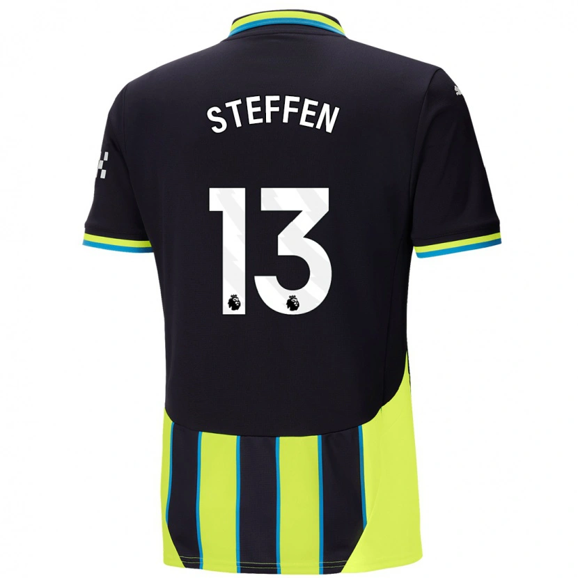 Danxen Kinderen Zack Steffen #13 Blauw Geel Uitshirt Uittenue 2024/25 T-Shirt