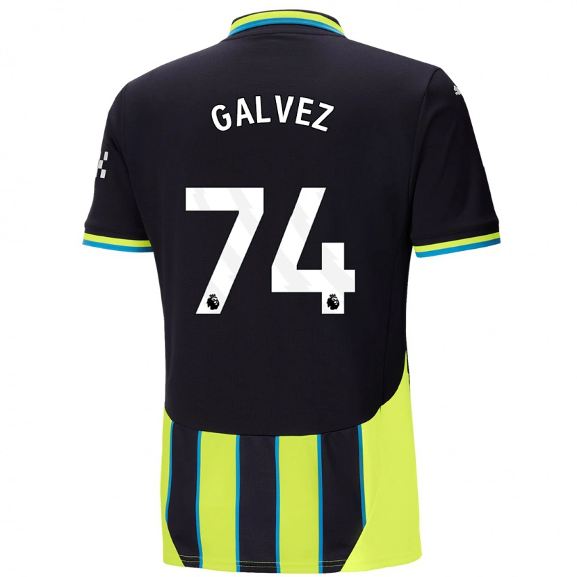 Danxen Kinderen Tomas Galvez #74 Blauw Geel Uitshirt Uittenue 2024/25 T-Shirt