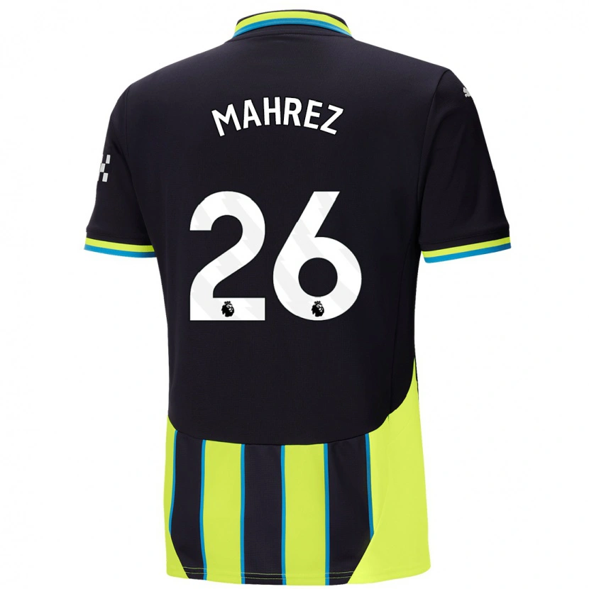 Danxen Kinderen Riyad Mahrez #26 Blauw Geel Uitshirt Uittenue 2024/25 T-Shirt