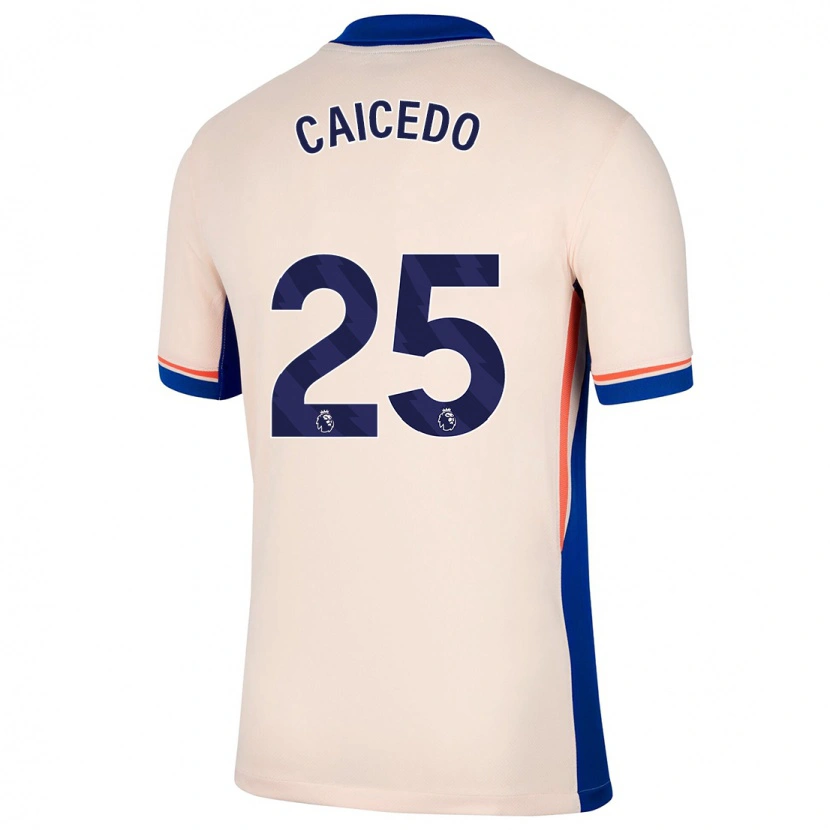 Danxen Kinderen Moisés Caicedo #25 Lichtbeige Uitshirt Uittenue 2024/25 T-Shirt