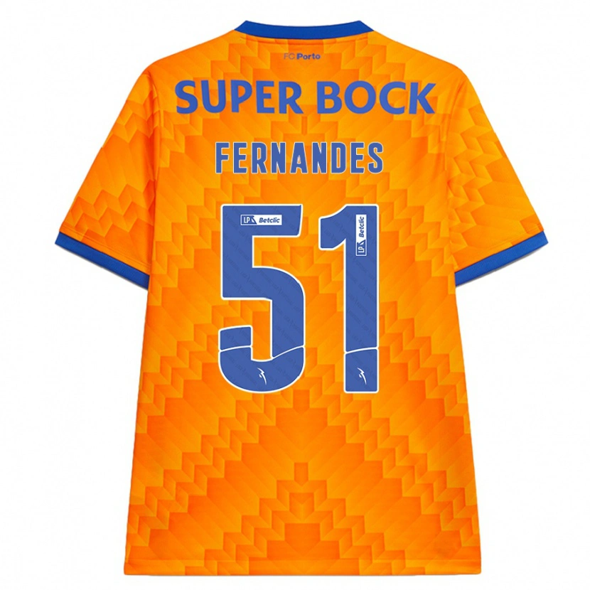 Danxen Kinderen Diogo Fernandes #51 Oranje Uitshirt Uittenue 2024/25 T-Shirt