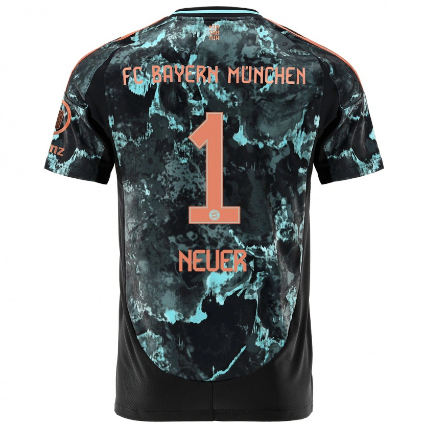 Danxen Kinderen Manuel Neuer #1 Zwart Uitshirt Uittenue 2024/25 T-Shirt