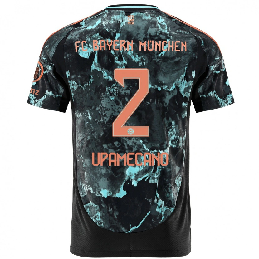 Danxen Kinderen Dayot Upamecano #2 Zwart Uitshirt Uittenue 2024/25 T-Shirt