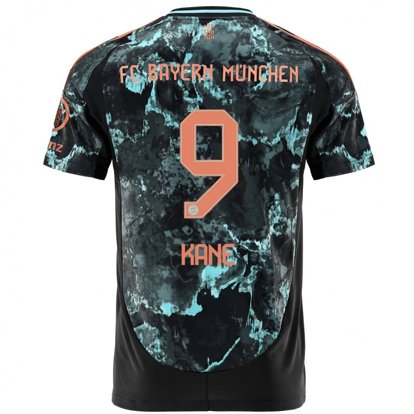 Danxen Kinderen Harry Kane #9 Zwart Uitshirt Uittenue 2024/25 T-Shirt