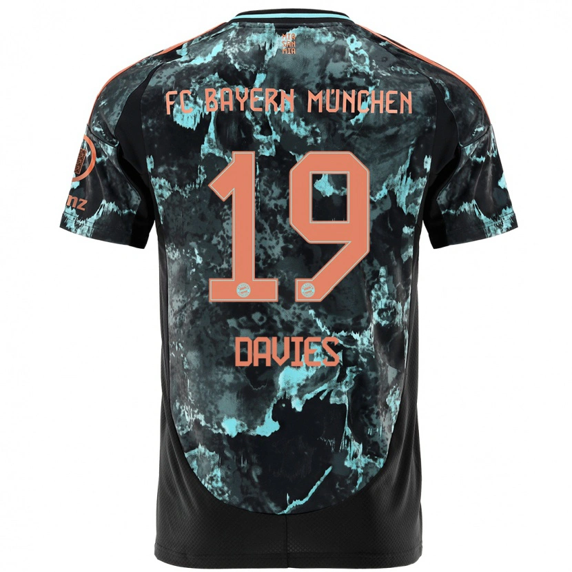 Danxen Kinderen Alphonso Davies #19 Zwart Uitshirt Uittenue 2024/25 T-Shirt