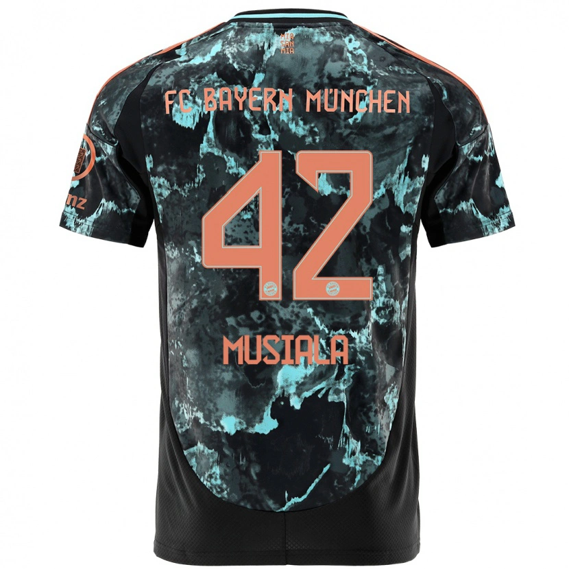 Danxen Kinderen Jamal Musiala #42 Zwart Uitshirt Uittenue 2024/25 T-Shirt