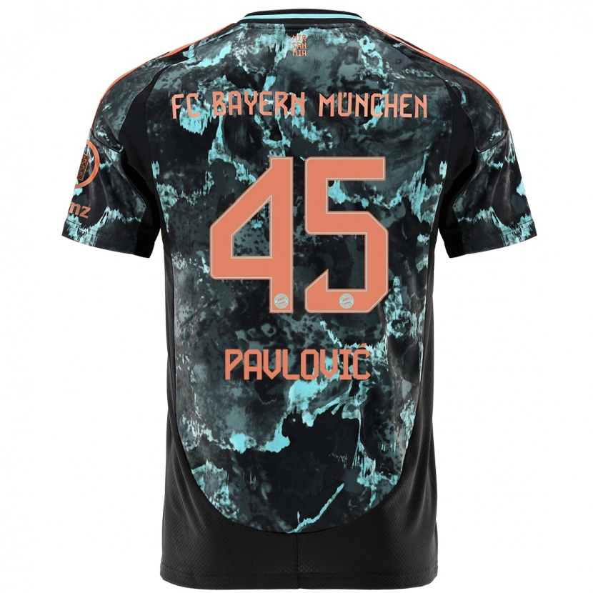 Danxen Kinderen Aleksandar Pavlovic #45 Zwart Uitshirt Uittenue 2024/25 T-Shirt