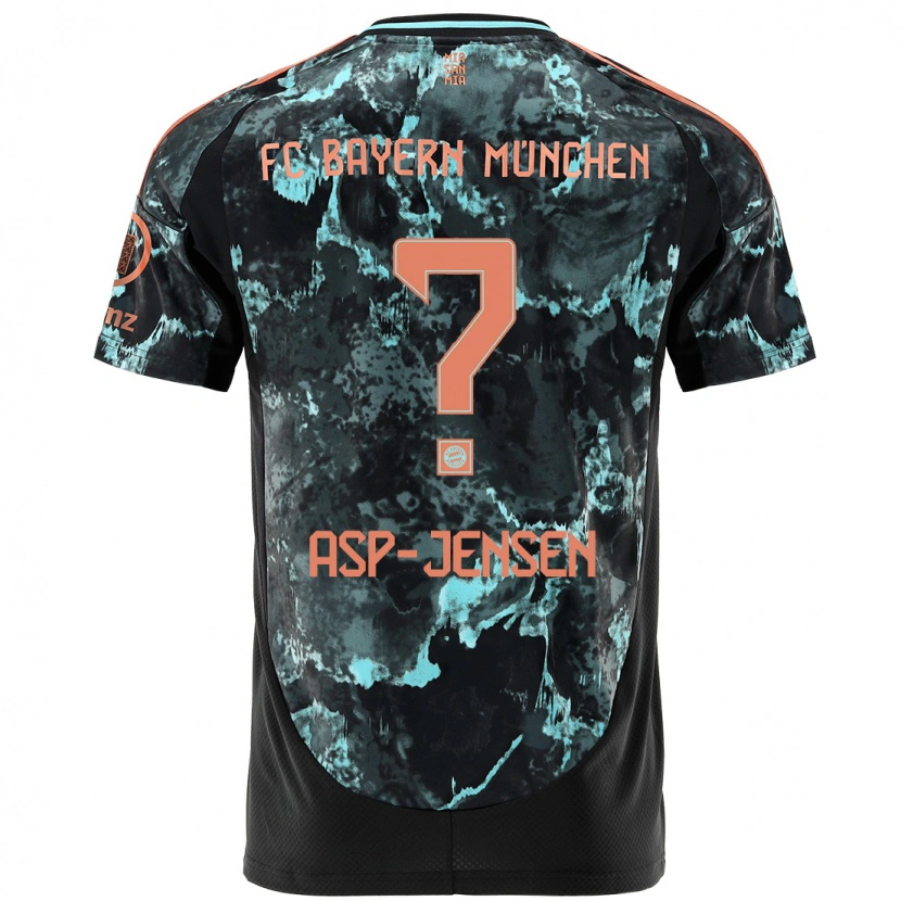 Danxen Kinderen Jonathan Asp-Jensen #0 Zwart Uitshirt Uittenue 2024/25 T-Shirt