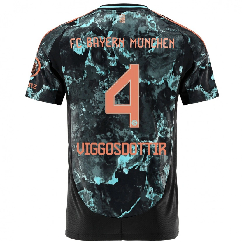 Danxen Kinderen Glódís Perla Viggósdóttir #4 Zwart Uitshirt Uittenue 2024/25 T-Shirt