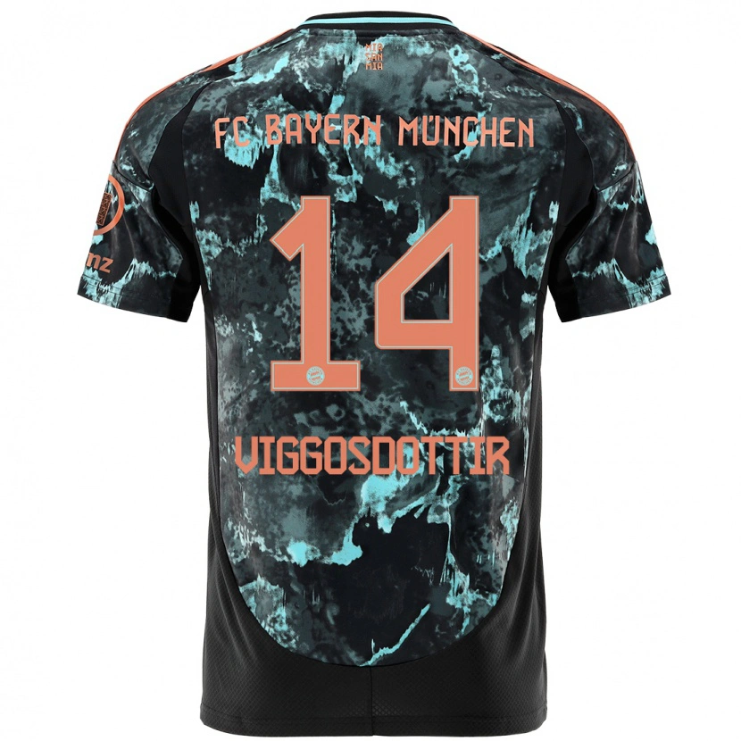 Danxen Kinderen Glodis Perla Viggosdottir #14 Zwart Uitshirt Uittenue 2024/25 T-Shirt