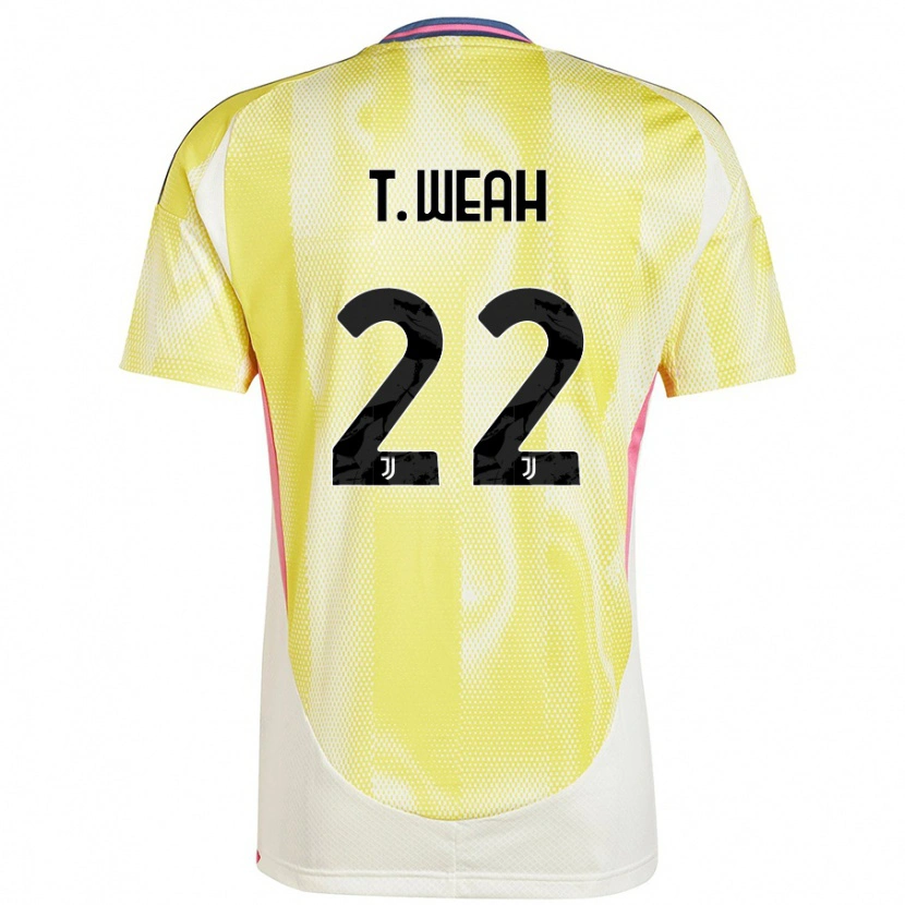 Danxen Kinderen Timothy Weah #22 Zonnig Geel Uitshirt Uittenue 2024/25 T-Shirt