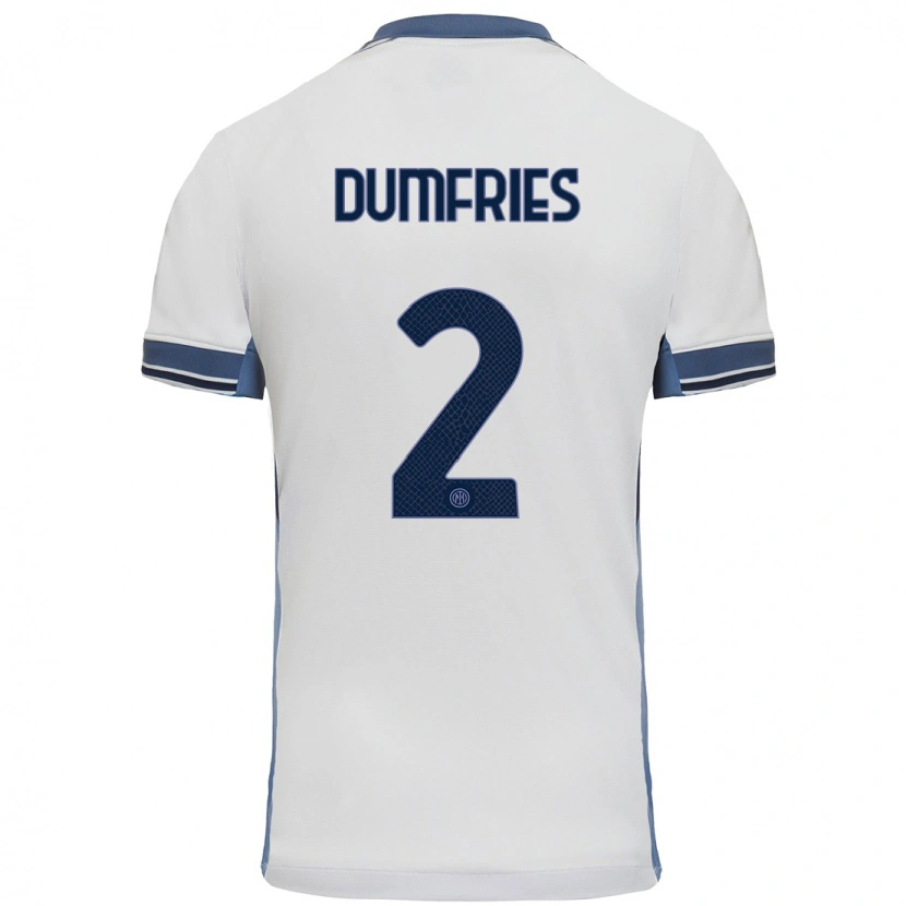 Danxen Kinderen Denzel Dumfries #2 Wit Grijs Uitshirt Uittenue 2024/25 T-Shirt