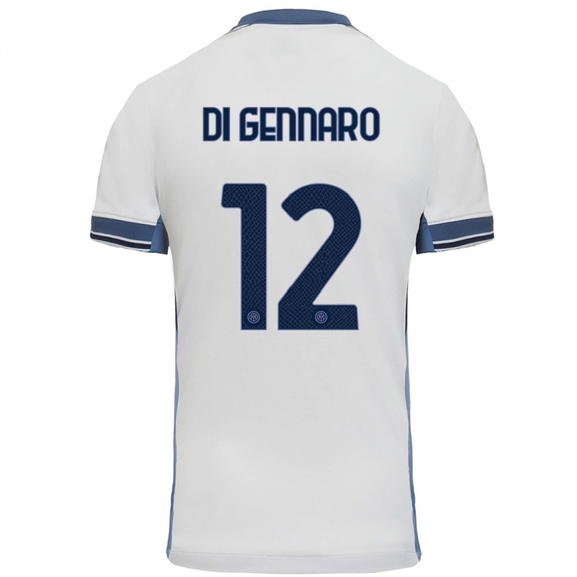 Danxen Kinderen Raffaele Di Gennaro #12 Wit Grijs Uitshirt Uittenue 2024/25 T-Shirt