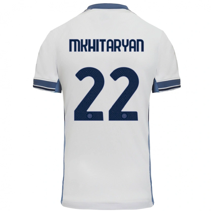 Danxen Kinderen Henrikh Mkhitaryan #22 Wit Grijs Uitshirt Uittenue 2024/25 T-Shirt