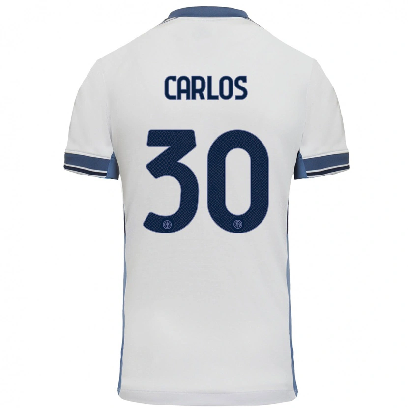 Danxen Kinderen Carlos Augusto #30 Wit Grijs Uitshirt Uittenue 2024/25 T-Shirt