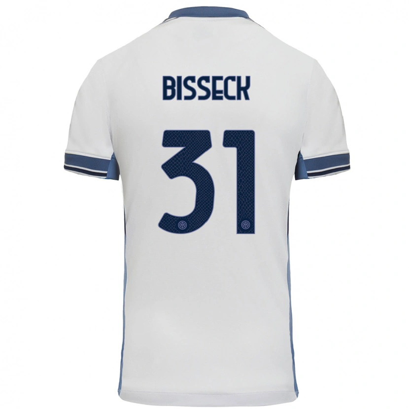 Danxen Kinderen Yann Bisseck #31 Wit Grijs Uitshirt Uittenue 2024/25 T-Shirt