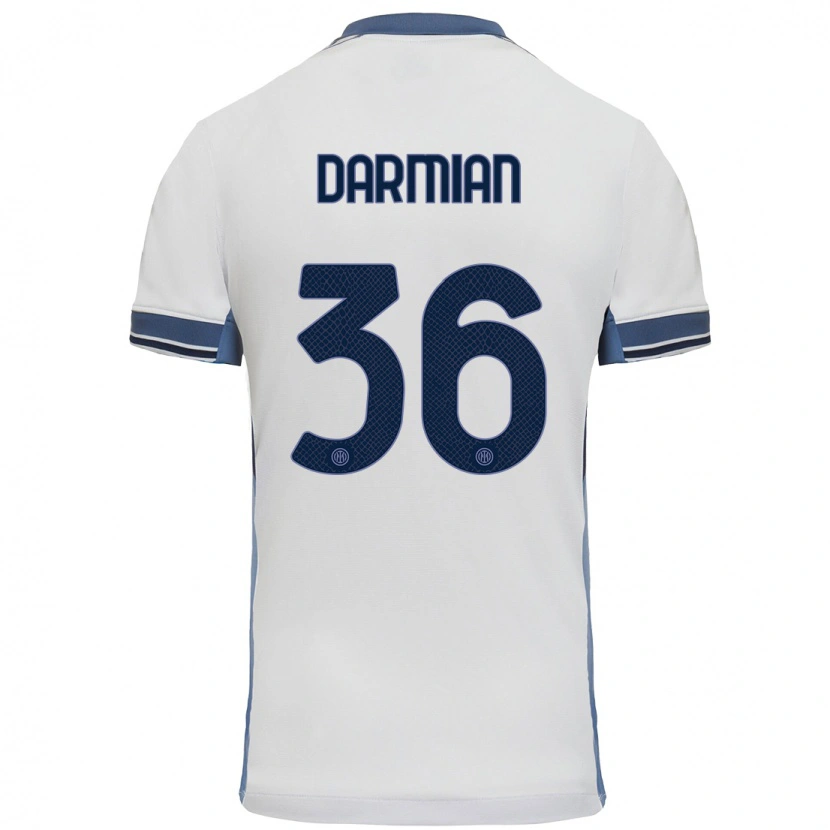 Danxen Kinderen Matteo Darmian #36 Wit Grijs Uitshirt Uittenue 2024/25 T-Shirt