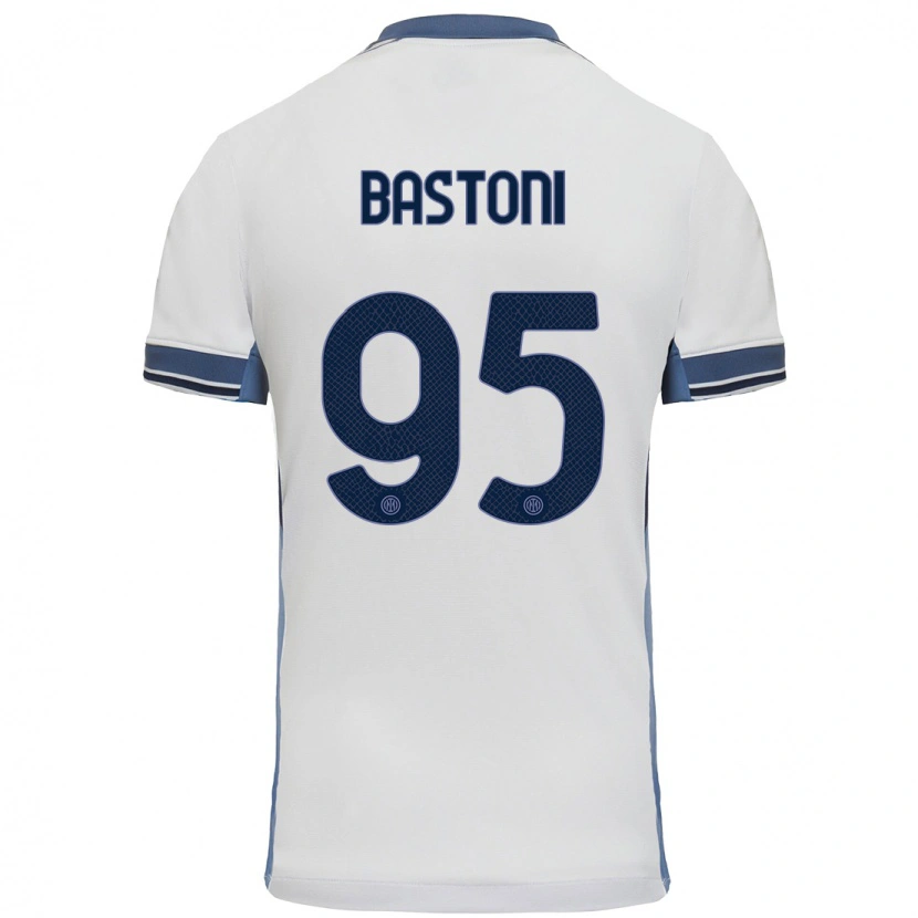 Danxen Kinderen Alessandro Bastoni #95 Wit Grijs Uitshirt Uittenue 2024/25 T-Shirt