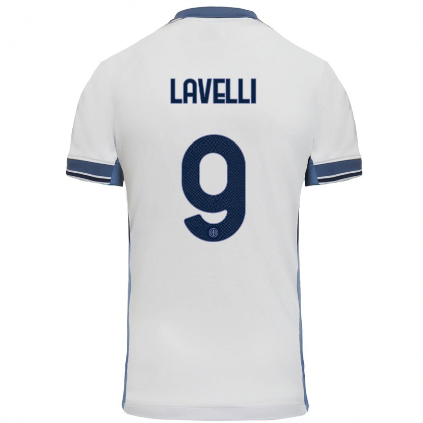 Danxen Kinderen Matteo Lavelli #9 Wit Grijs Uitshirt Uittenue 2024/25 T-Shirt