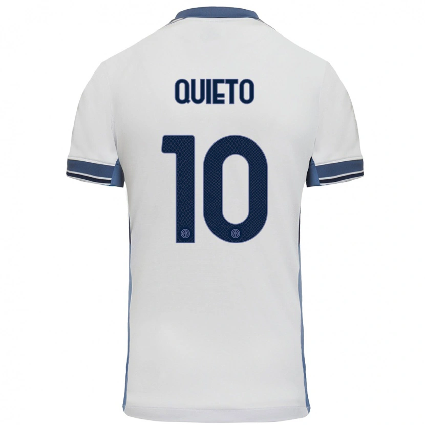 Danxen Kinderen Daniele Quieto #10 Wit Grijs Uitshirt Uittenue 2024/25 T-Shirt